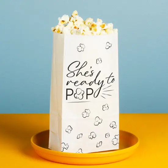 Big Dot of Happiness Ready to Pop Popcorn Bags, Baby Shower Party Favor Snack Treats, Free-Standing Individual White Paper Bags - 25 Count {3}