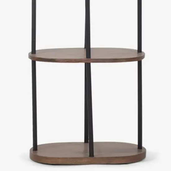 Vintage Floor Lamp with Metal Shade And Four-Tier Wood Shelf - 14.1" x 7.8" x 55.1" {4}