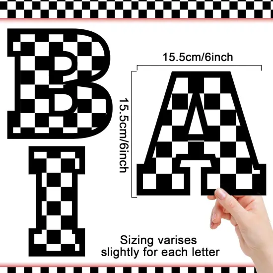 150 PCS Checkered Large 6 Inch Font Letters and Punctuation Set Black White {2}