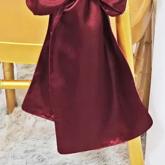 10 Pieces Burgundy Satin Chair Sashes Elegant 8"x108" Event Decor {4}