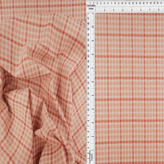 1 Yard Classic Double Knit Jacquard Plaid Fabric Stretch Polyester Rayon 58/60 Inches Wide Rose/Magenta {5}