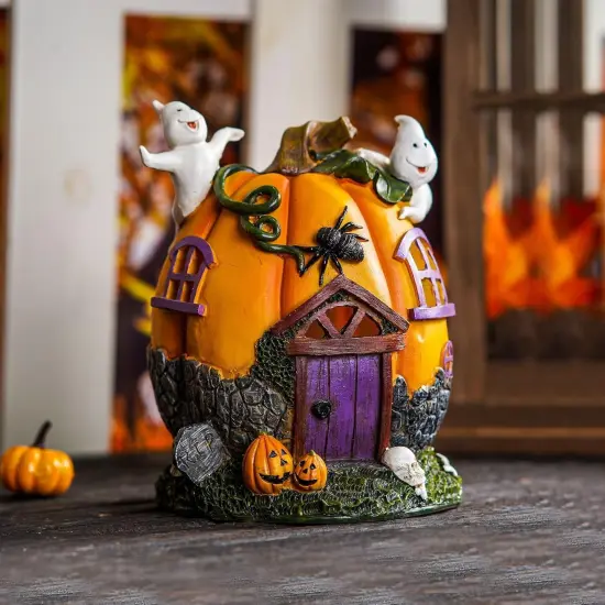 Halloween Pumpkin & Ghosts LED Resin Statue Decoration - Jack Lantern {2}