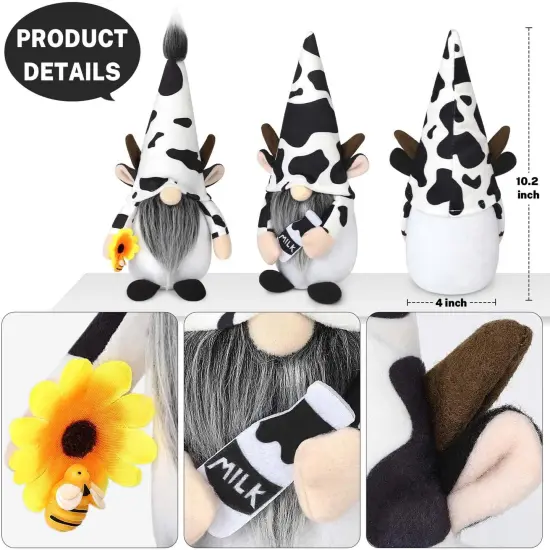 2PCS Cow Gnome Plush Decorations - Cow {2}