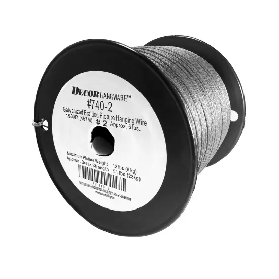 Framer Supply Galvanized 12 Strand Braided Picture Wire #2, Max Load 12lb, 1500 foot Roll {3}