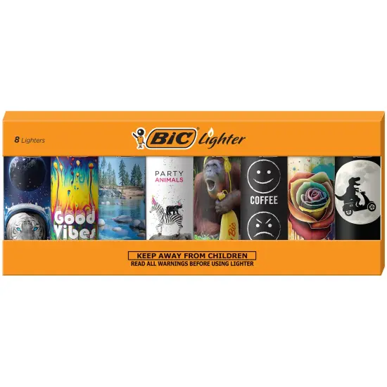 BIC Maxi Pocket Lighter, Special Edition Favorites Series, Assorted, 8 Count Pack of Lighters {2}