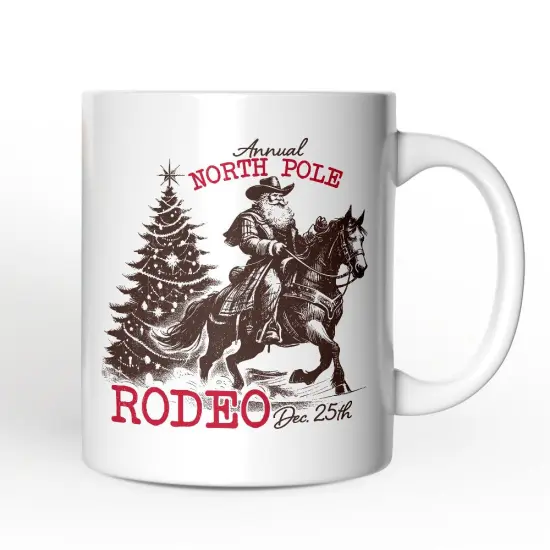 Annual North Pole Rodeo Mug, Funny Cowboy Santa Christmas Gift {1}