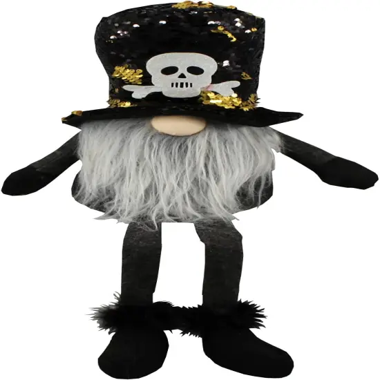 Sitting Skull Hat Plush Tomte Gnome - Black Gold {1}