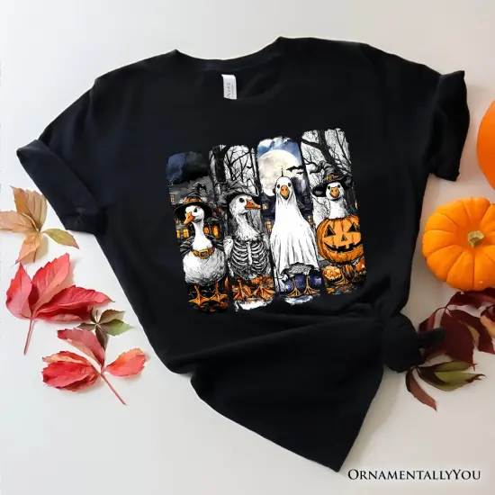 Halloween Goose in Costume T-Shirt, Spooky Fall Geese Tee for Bird Enjoyers {1}