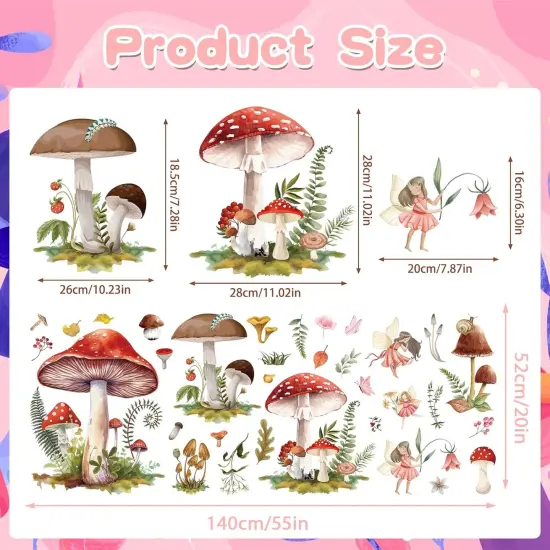 Mushroom with Flower Wall Decals {2}