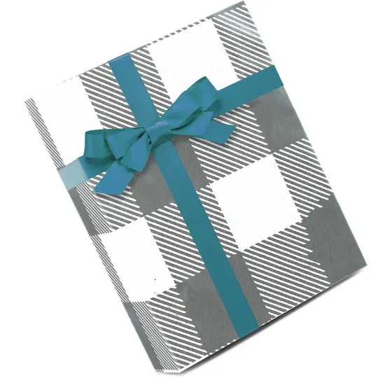 Plaid Christmas Wrapping Paper Silver Metal Lumberjack 26 ''x417 ' {3}