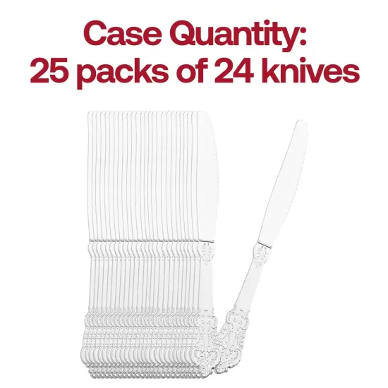 Shiny Baroque Silver Plastic Knives (600 Knives) {5}