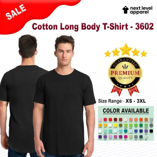 Next Level&reg; Cotton Long Body T-Shirt Black {2}