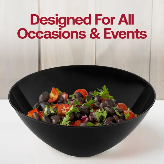 Solid Black Organic Round Disposable Plastic Bowls - 100 oz. (24 Bowls) {6}