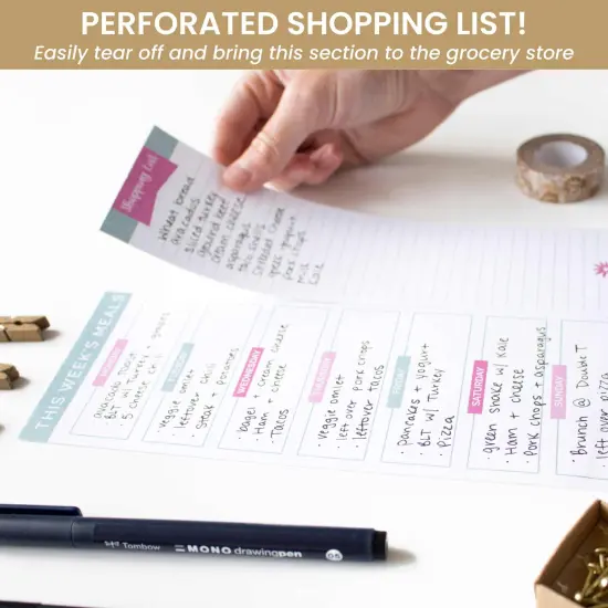 bloom daily planners Planning Pad, 6" x 9", Meal Planning Pad with Magnets, Pink & Teal {5}