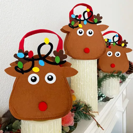 Wrapables Felt Reindeer Gift Bags, Holiday Decorations (Set of 6) {3}