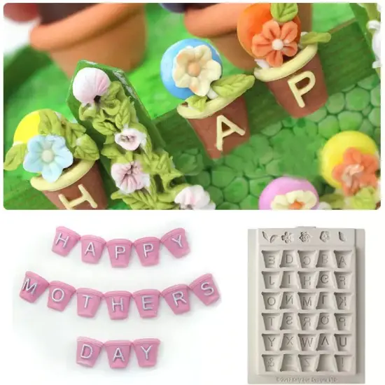 Flower Pot Alphabet silicone mold {2}
