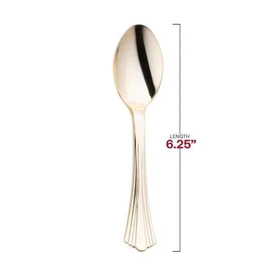 Shiny Metallic Groove Gold Plastic Spoons (600 Spoons) {3}