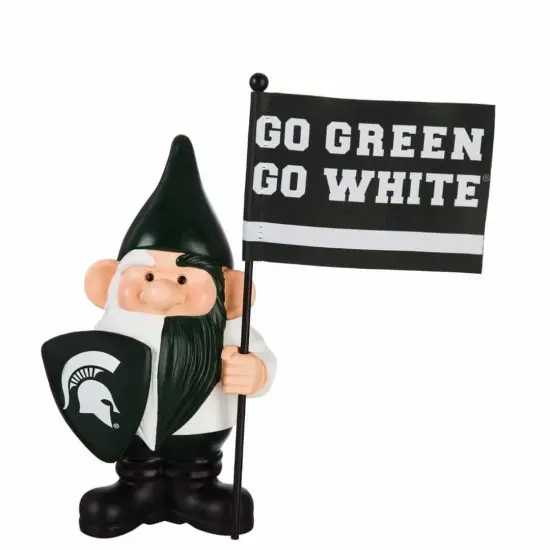 Michigan State Gnome with Flag Go Green Go White {2}