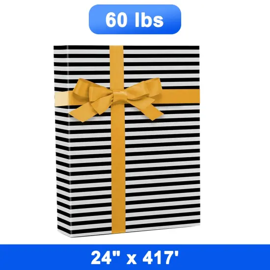 Stylish Striped Gift Wrap 24" x 417" Roll 60 lbs {1}