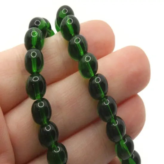 42 8mm Clear Green Glass Smooth Round Beads {2}