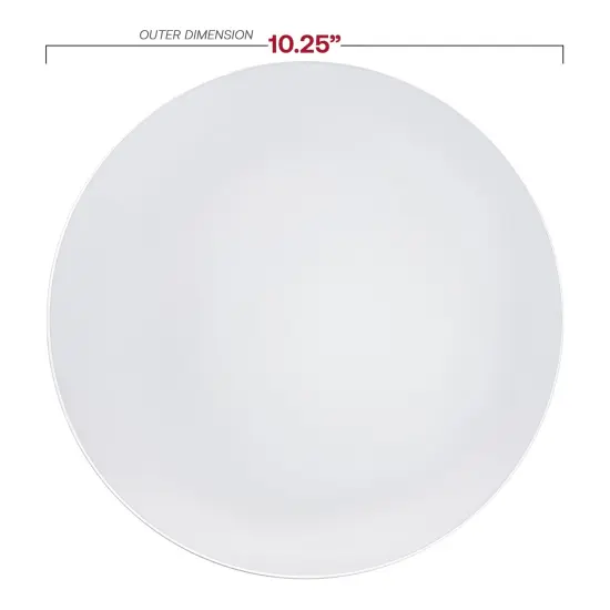 White with Silver Rim Organic Round Disposable Plastic Dinner Plates - 10.25" (120 Plates) {3}