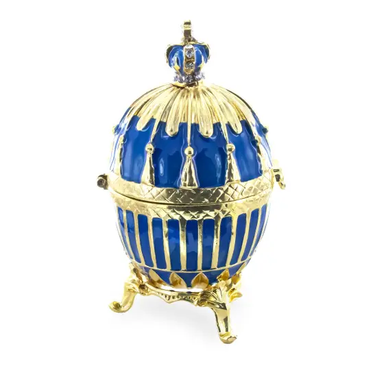 1885 Blue Enamel Ribbed Royal Imperial Easter Egg {4}