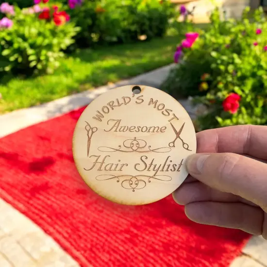 Worlds most Awesome Hair Stylist - Ornament - Raw Wood {2}