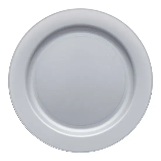 Matte Steel Gray Round Disposable Plastic Dinner Plates - 10" (120 Plates) {2}