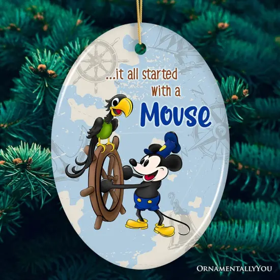 It All Started With a Mouse Quote Ornament, Inspiring Steamboat Willie Christmas Gift {5}