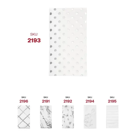 Durable White with Silver Dots Paper Dinner Napkins (600 Napkins) {6}