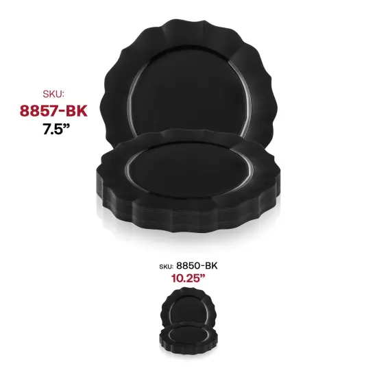 Black Round Lotus Plastic Appetizer/Salad Plates - 7.5" (120 Plates) {6}