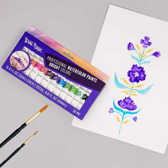 Brea Reese: Professional Watercolor Paint Set - Bright Colors - 12 Tubes - Highly Pigmented, Matte Finish, Acid-Free, Non-Toxic, Adult Art Supplies {7}