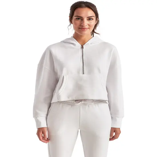 Tridri&reg; Ladies Alice Half Zip Hooded Sweatshirt WHITE {1}
