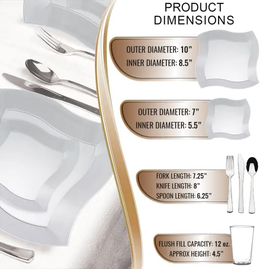 White Wave Plastic Wedding Value Set (120 Settings) {2}