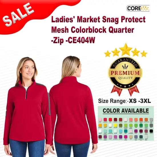CORE365® Ladies' Market Snag Protect Mesh Colorblock Quarter Zip CARBON/BLACK {2}