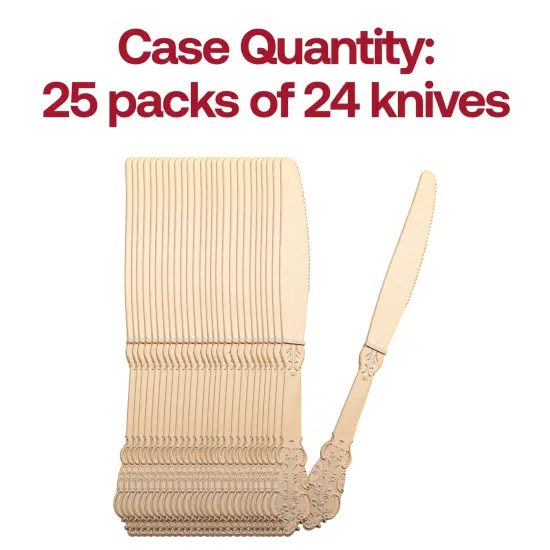 Shiny Baroque Gold Plastic Knives (600 Knives) {5}