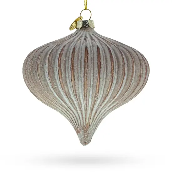 Ribbed Matte Onion Sophisticated Glass Christmas Ornament {3}