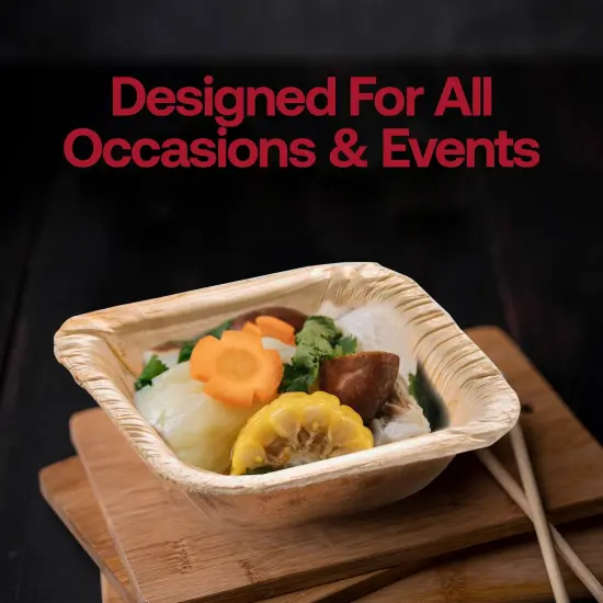 Square Palm Leaf Eco Friendly Mini Disposable Bowls - 1.5 oz. (100 Bowls) {6}