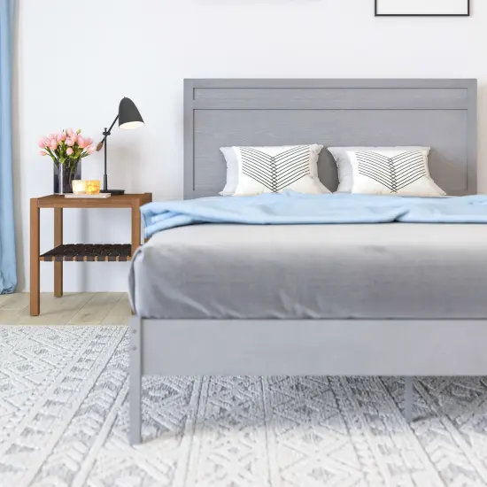 Merrick Lane Somerset Solid Wood Platform Bed with Wooden Slats and Headboard, No Box Spring Needed {3}