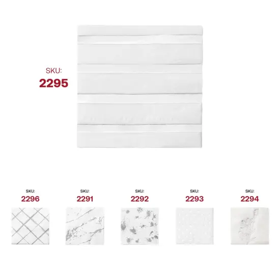 Durable White with Silver Stripes Paper Beverage/Cocktail Napkins (600 Napkins) {6}