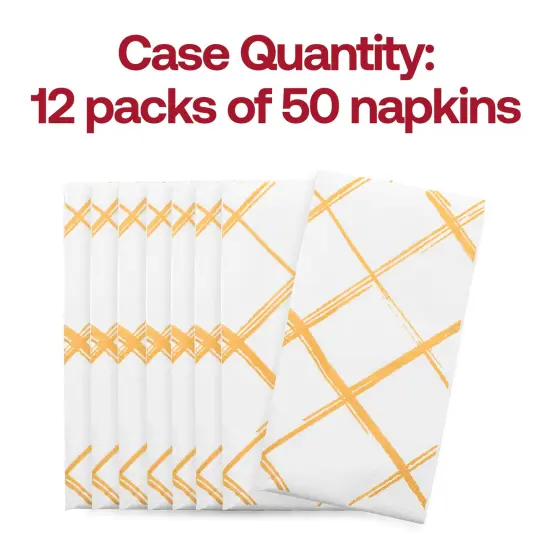 Durable White with Gold Diamond Paper Dinner Napkins (600 Napkins) {5}