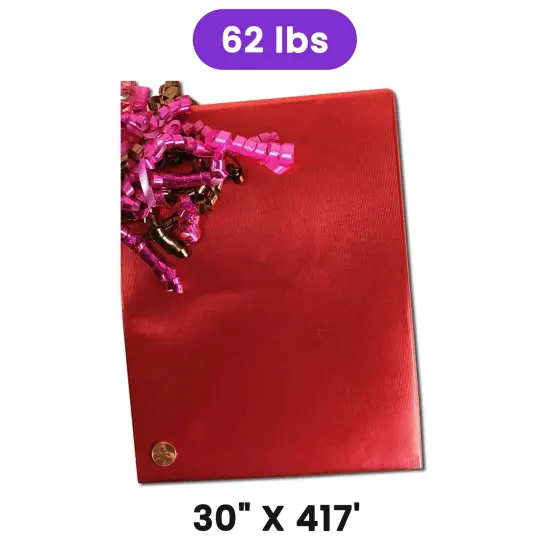Cranberry Red Embossed Metallic Wrapping Paper 30" x 417" Roll {1}