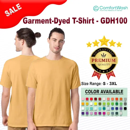 Hanes&reg; Garment Dyed T-Shirt Artisan Gold {2}