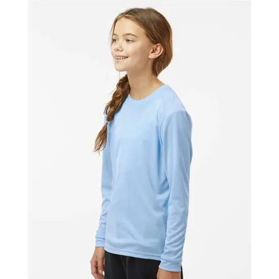 Paragon&reg; Youth Long Islander Performance Sleeve T Shirt Aqua Blue {5}