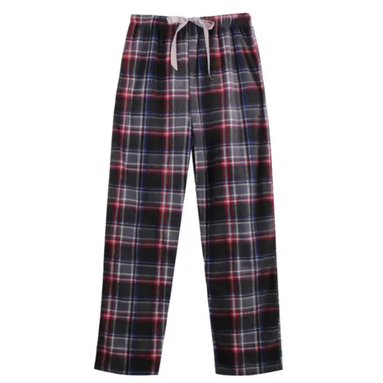 Mens Fleece Long Pants Red Grey {2}