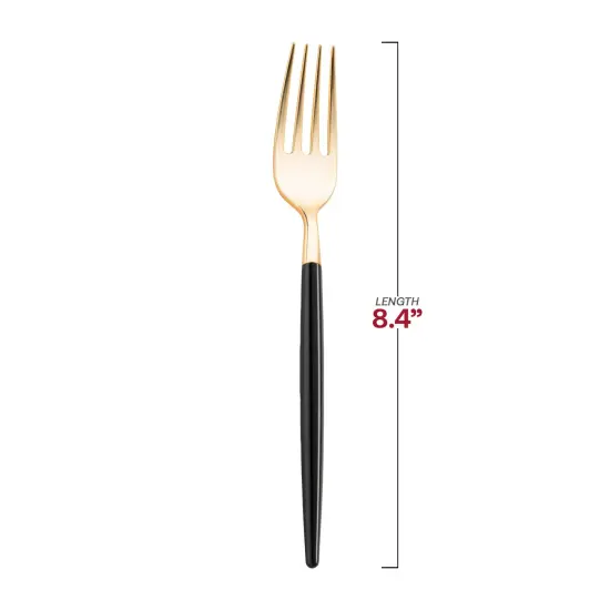 Gold with Black Handle Moderno Disposable Plastic Dinner Forks (240 Forks) {3}