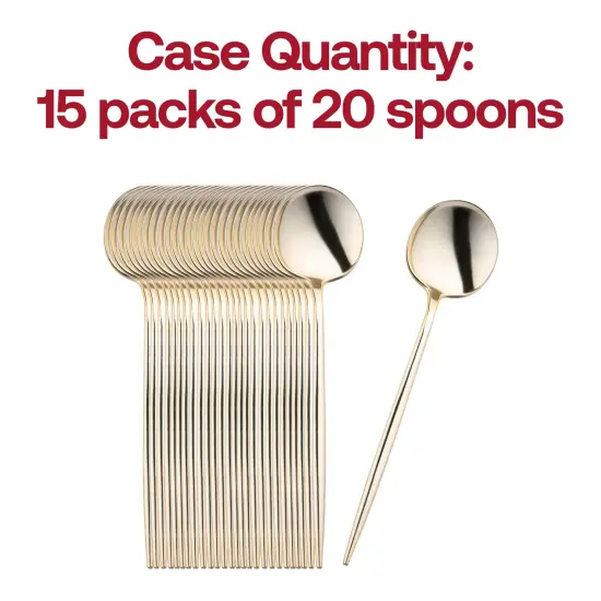 Shiny Gold Moderno Disposable Plastic Dinner Spoons (300 Spoons) {5}