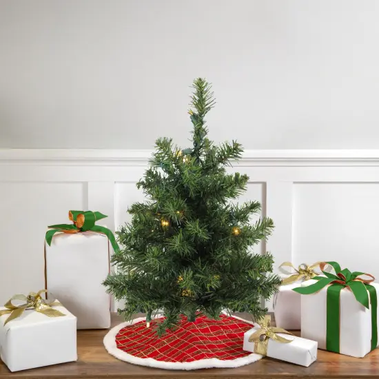 Northlight Pre-Lit Medium Canadian Pine Artificial Christmas Tree - 18" - Clear LED Lights Green {1}