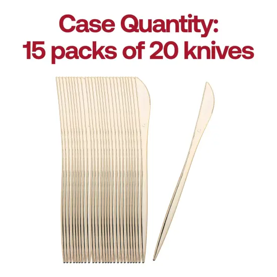 Shiny Gold Moderno Disposable Plastic Dinner Knives (300 Knives) {5}