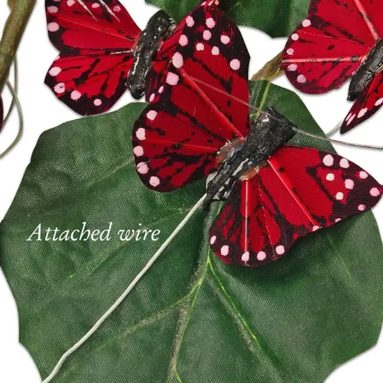 Realistic Burgundy Butterflies on Bendable Wire 1 3/4 &times; 1 Inches {4}